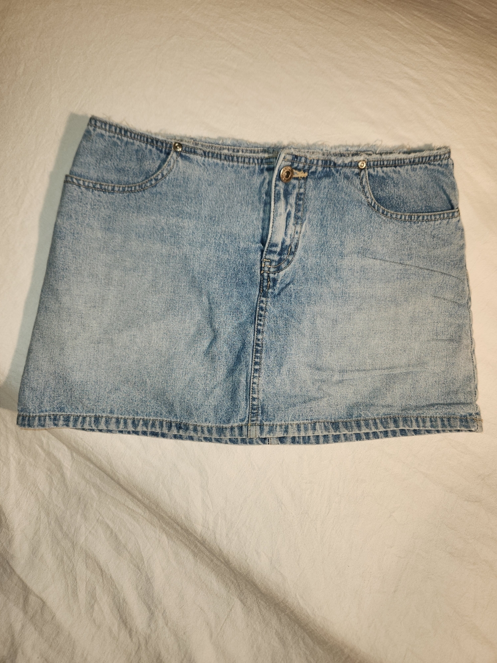 Vintage Aeropostale Light Blue Denim Mini Skirt with Front Button
